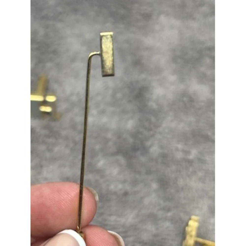 Vtg Dante Cufflink Tie Tack Stick Pin Set Gold Silver Initial H Mens